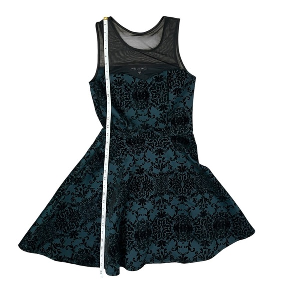 Three Pink Hearts A-Line Green & Black Sleeveless Dress - Size Small - Picture 5 of 13